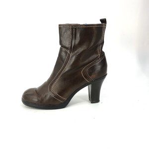 VTG Mudd 90s Y2K Mid-calf Brown Vegan Leather Chunky Boots Plaid Lined Zipper